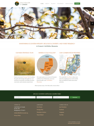 Screenshot of the Cold Hollow to Canada website home page