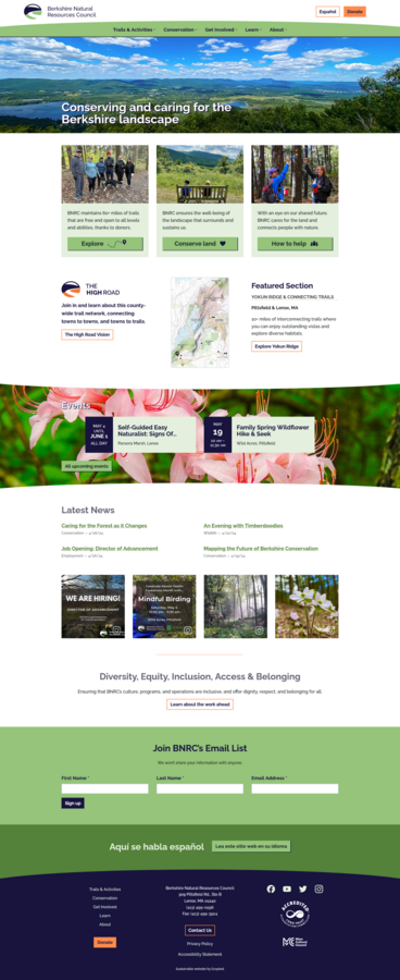 Screenshot of BNRC’s home page