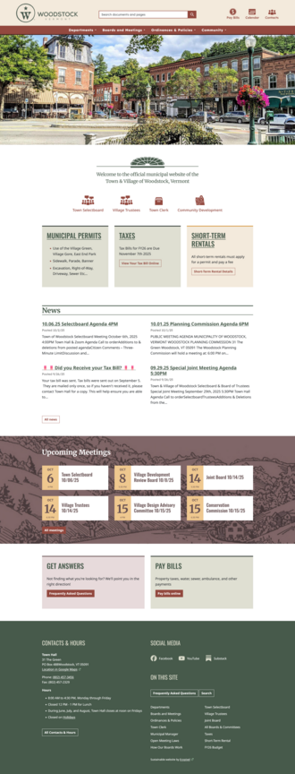 website development for the Town of Woodstock