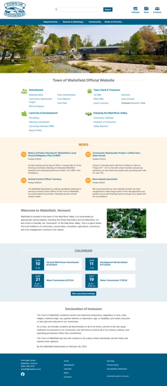 website development for the Town of Waitsfield